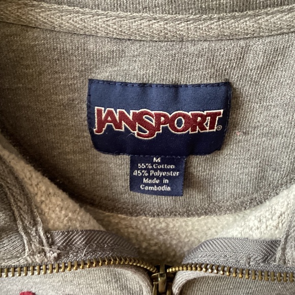 Jansport Harvard Quarter Zip Fleece Gray Sweatshirt Size M - Picture 3 of 6